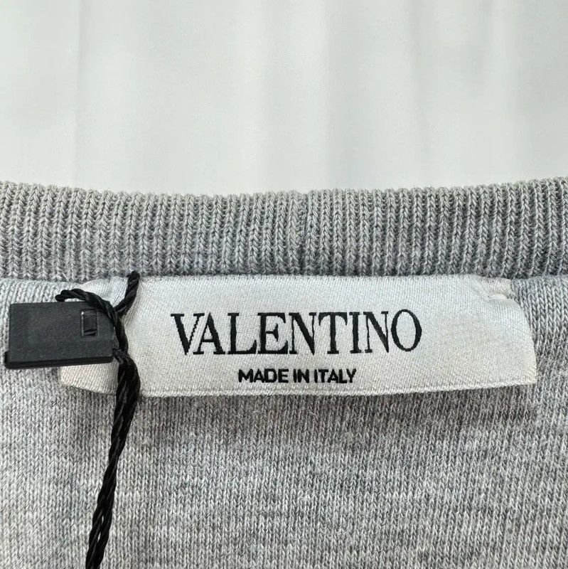 Valentino Valentino Gray Cotton Embroidered Long Sleeve Sweatshirt 0089 Size US L / EU 52-54 / 3 - 6 Thumbnail