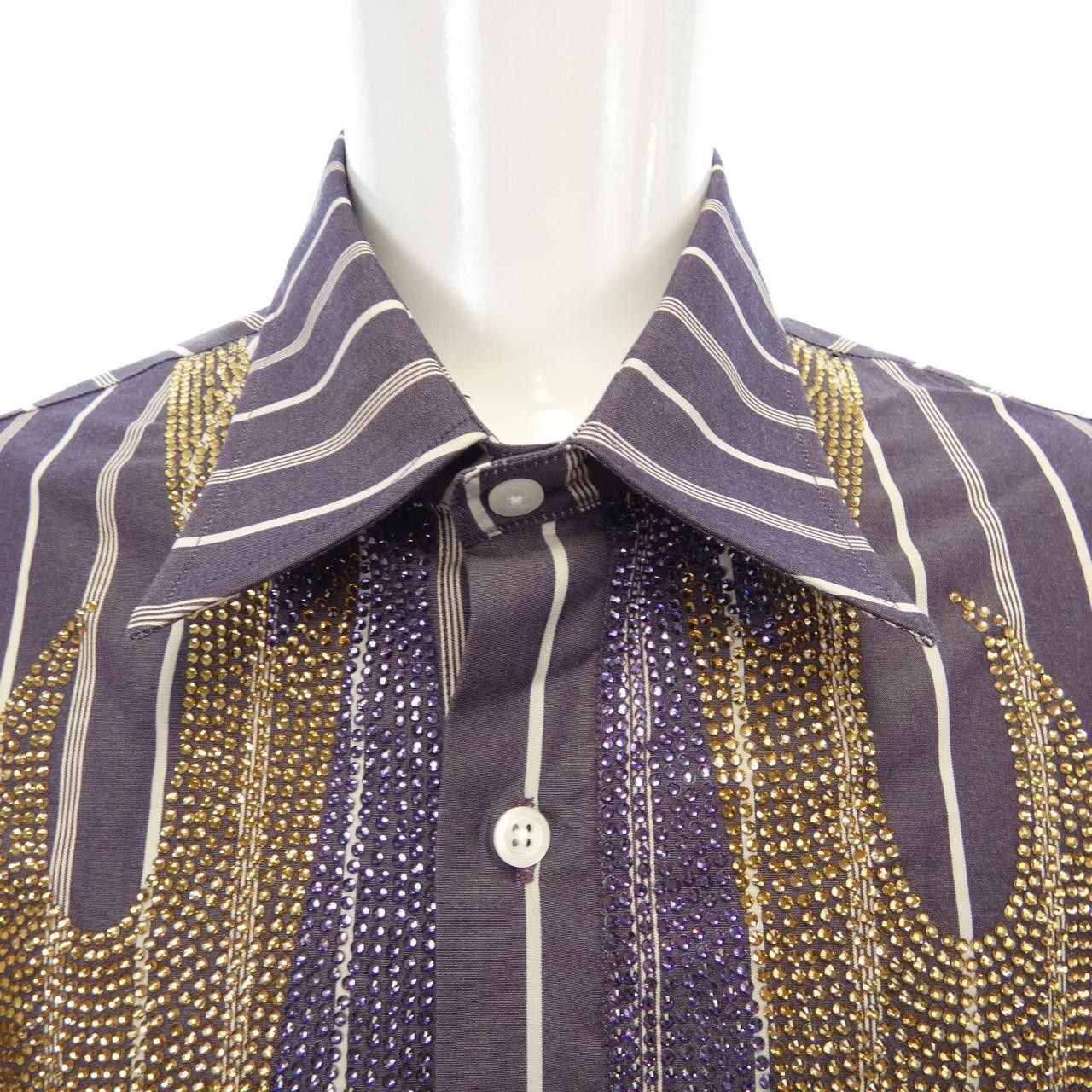 Other Other BLUE MARBLE Stripe Shirt Cotton Dress Shirt DUTY FREE for USA Size ONE SIZE - 5 Thumbnail
