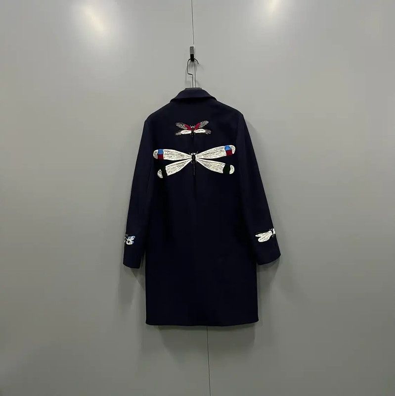 Valentino Valentino Men's Navy Long Coat for Spring 0089 Size US M / EU 48-50 / 2 - 2 Thumbnail