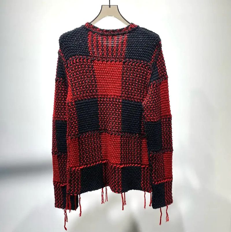 Valentino Valentino Black and Red Checkered Knit Sweater 0089 Size US M / EU 48-50 / 2 - 6 Thumbnail