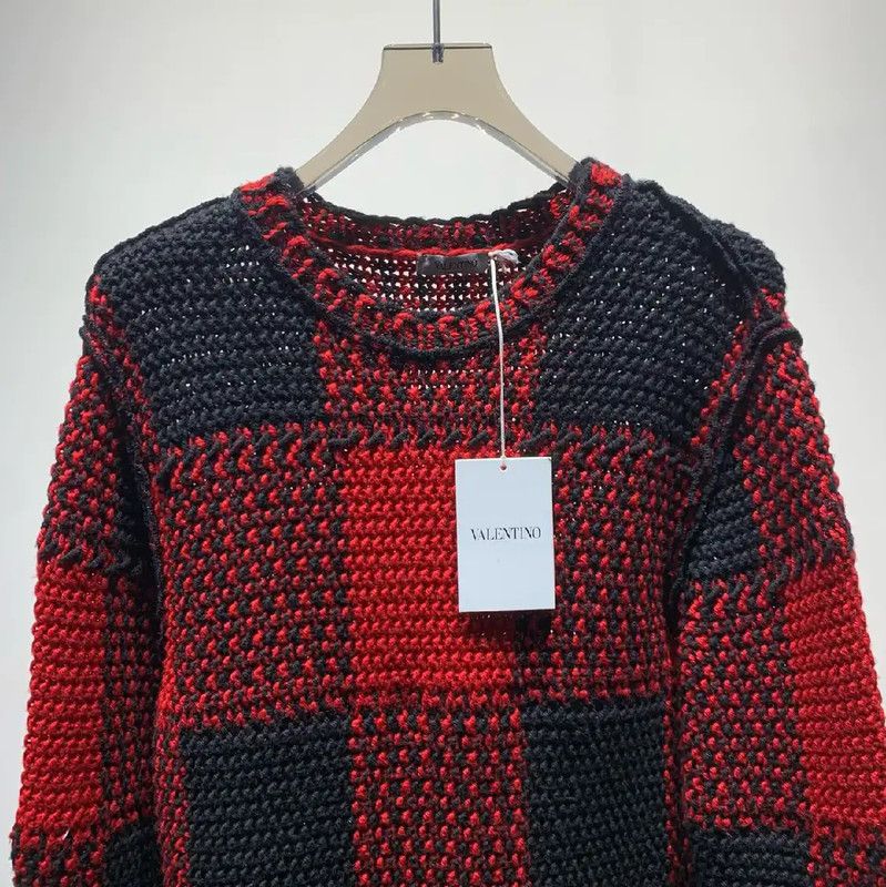 Valentino Valentino Black and Red Checkered Knit Sweater 0089 Size US M / EU 48-50 / 2 - 3 Thumbnail