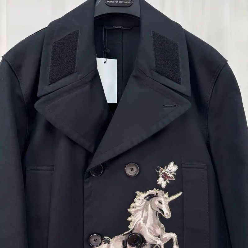 Valentino Valentino Black Embroidered Long Coat for Men 0089 Size US M / EU 48-50 / 2 - 3 Thumbnail