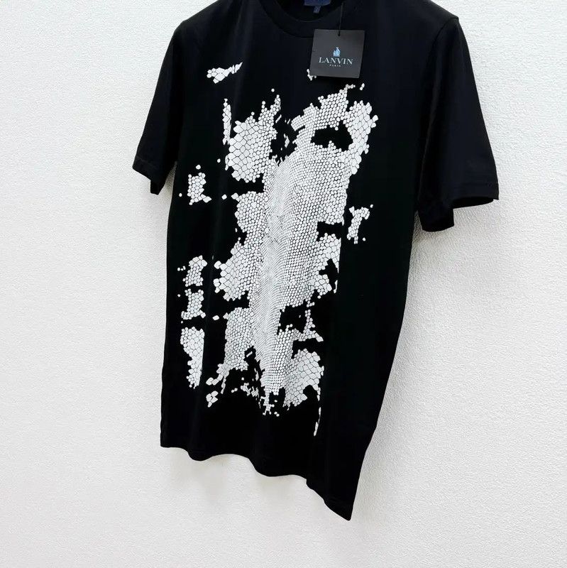 Lanvin Lanvin Men's Black Cotton Short Sleeve T-Shirt 0089 Size US L / EU 52-54 / 3 - 2 Thumbnail
