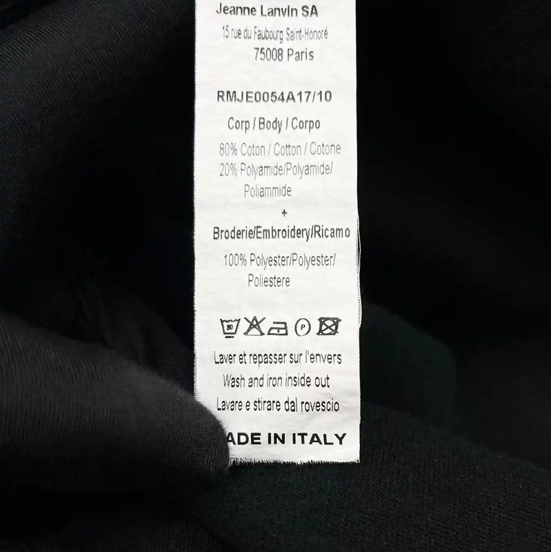 Lanvin Lanvin Black Cotton Logo Short Sleeve Sweatshirt 0089 Size US M / EU 48-50 / 2 - 5 Thumbnail