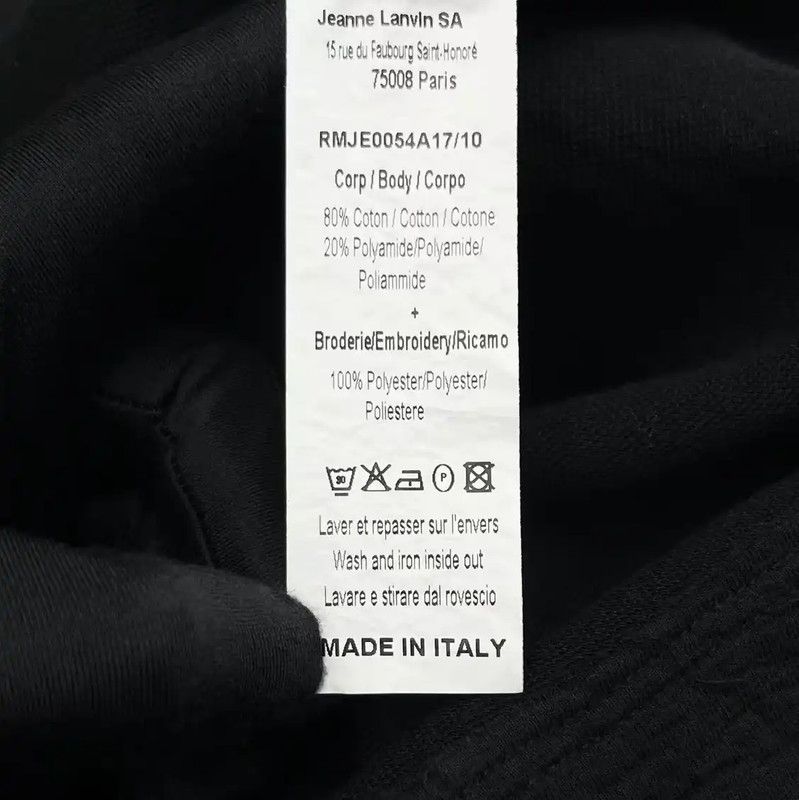 Lanvin Lanvin Black Cotton Logo Short Sleeve Sweatshirt 0089 Size US M / EU 48-50 / 2 - 4 Thumbnail