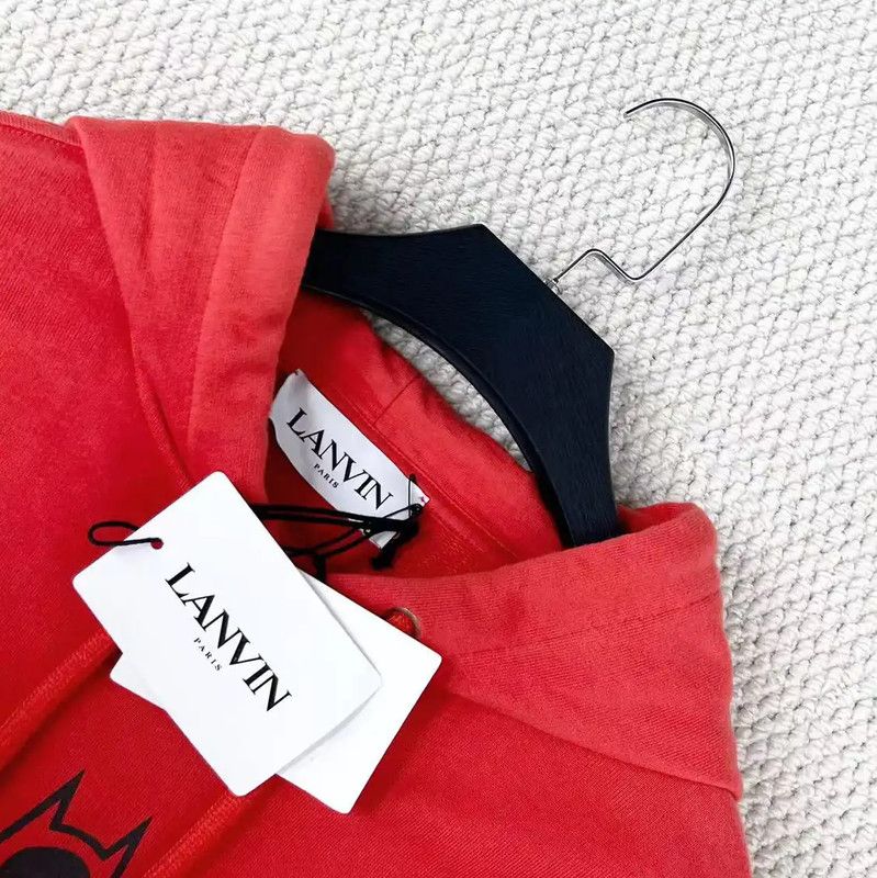 Lanvin Lanvin Red Cotton Logo Hoodie for Men 0089 Size US M / EU 48-50 / 2 - 3 Thumbnail