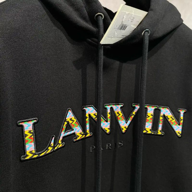 Lanvin Lanvin Black Cotton Long Sleeve Hoodie 0089 Size US XL / EU 56 / 4 - 2 Thumbnail