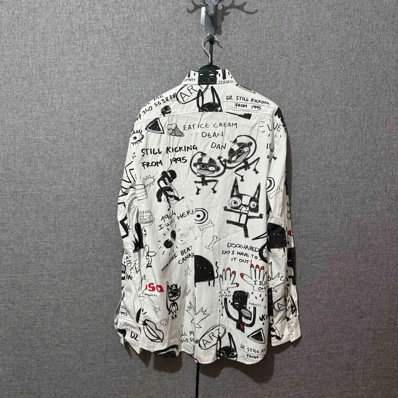 Dsquared2 DSQUARED2 Men's White Graphic Print Shirt 0089 Size US L / EU 52-54 / 3 - 2 Thumbnail