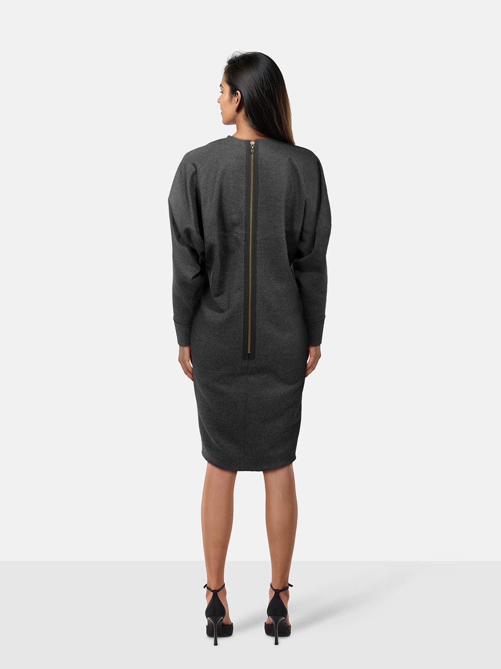 Lanvin Grey Long Sleeve Knee Length Wool Dress Size XS / US 0-2 / IT 36-38 - 2 Thumbnail
