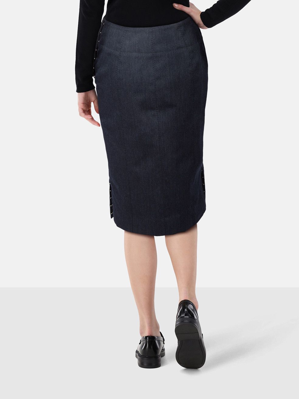Louis Vuitton Navy Wool Hook Detail Skirt Size 27" / US 4 / IT 40 - 2 Thumbnail