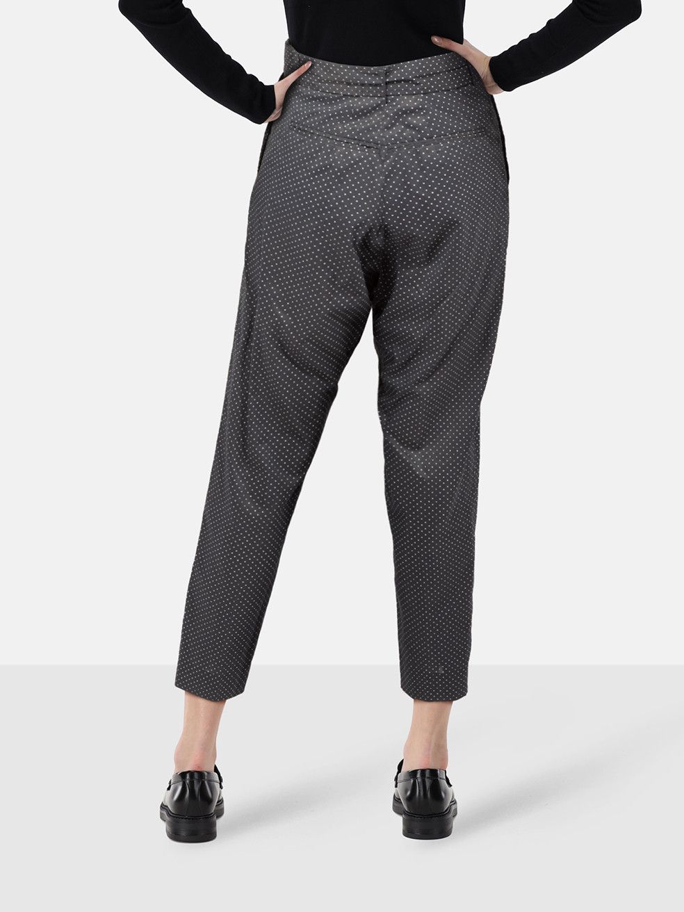 Celine Navy Polkadot Belted Tapered Trousers Size 26" / US 2 / IT 38 - 2 Thumbnail