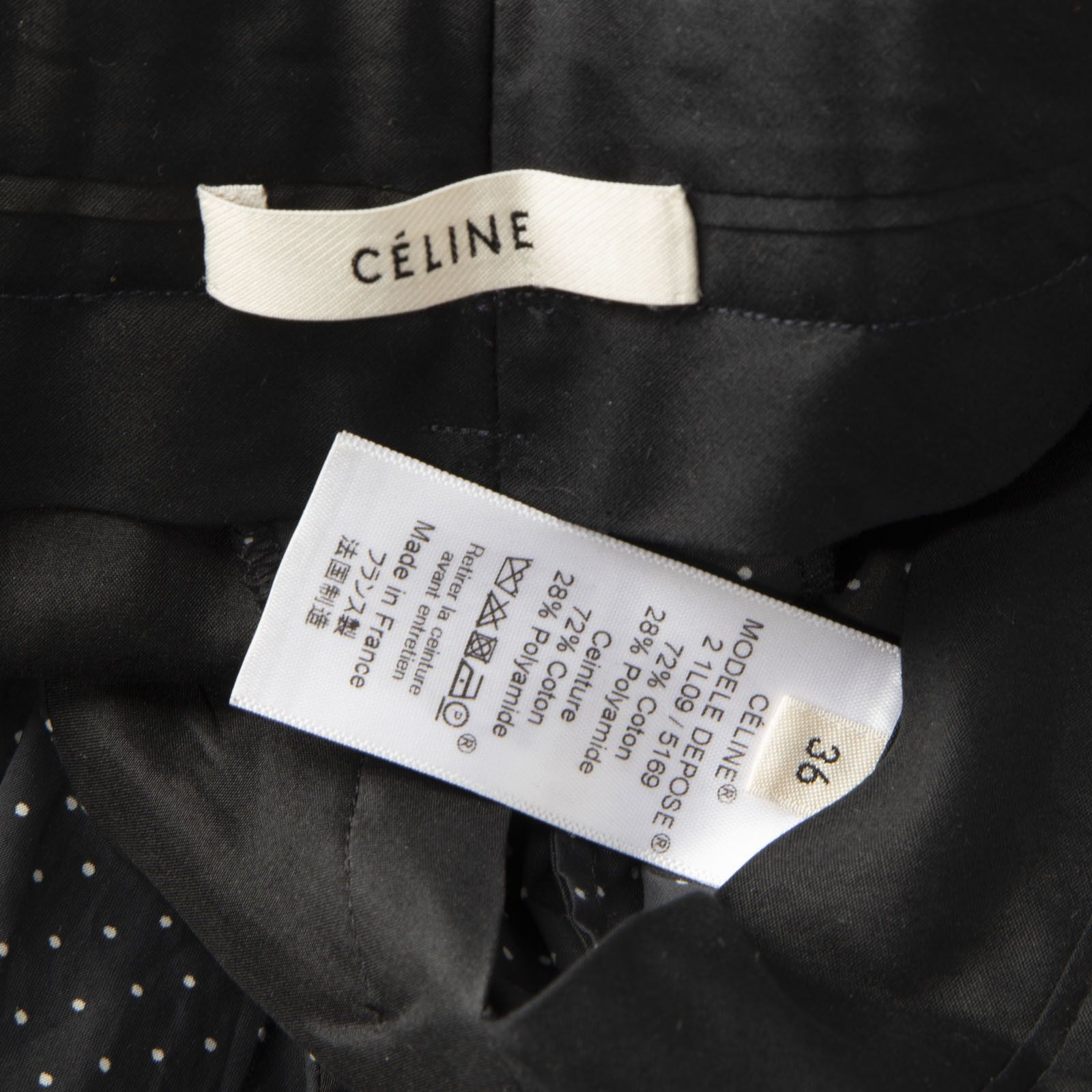 Celine Navy Polkadot Belted Tapered Trousers Size 26" / US 2 / IT 38 - 5 Thumbnail