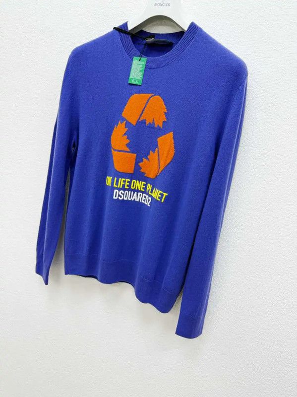Dsquared2 DSQUARED2 Men's Blue Cashmere Long Sleeve Sweater 0089 Size US XL / EU 56 / 4 - 2 Thumbnail
