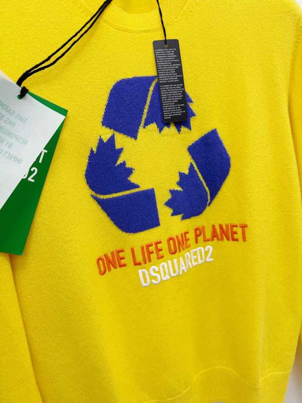 Dsquared2 DSQUARED2 Yellow Cashmere Long Sleeve Sweater 0089 Size US M / EU 48-50 / 2 - 3 Thumbnail
