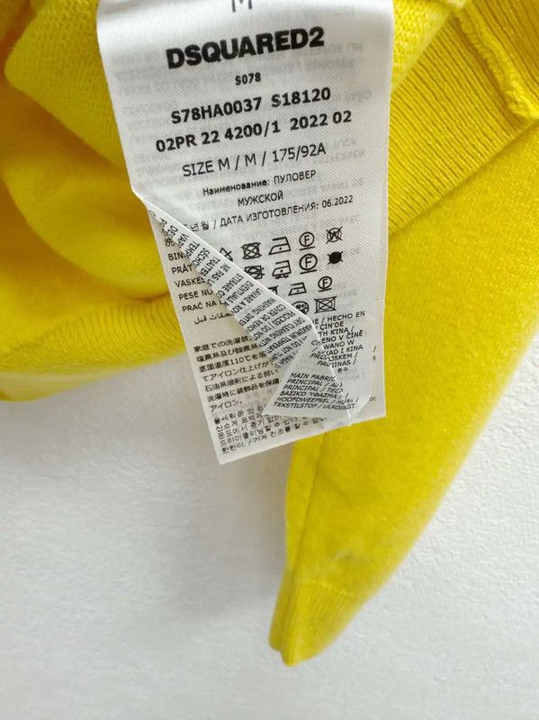 Dsquared2 DSQUARED2 Yellow Cashmere Long Sleeve Sweater 0089 Size US L / EU 52-54 / 3 - 6 Thumbnail