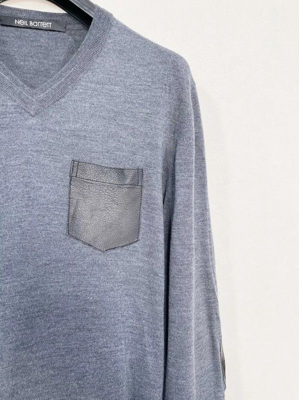 Neil Barrett Neil Barrett Blue Wool Men's Long Sleeve Sweater 0089 Size US XS / EU 42 / 0 - 4 Thumbnail
