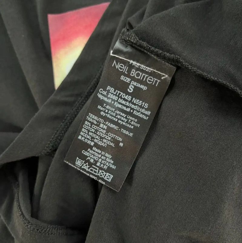 Neil Barrett NeIL Barrett Black Cotton Graphic Short Sleeve T-Shirt 0089 Size US S / EU 44-46 / 1 - 7 Thumbnail