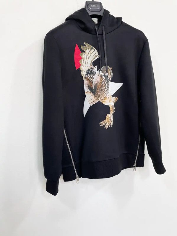 Neil Barrett Neil Barrett Black Cotton Men's Hoodie 0089 Size US XXS / EU 40 - 2 Thumbnail