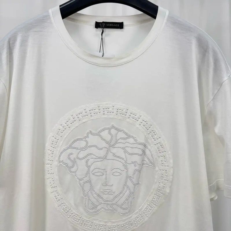 Versace Versace White Cotton Medusa T-Shirt 0089 Size US L / EU 52-54 / 3 - 3 Thumbnail