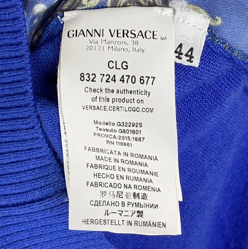 Versace Versace Blue Cotton Sweater for Men 0089 Size US XL / EU 56 / 4 - 5 Thumbnail