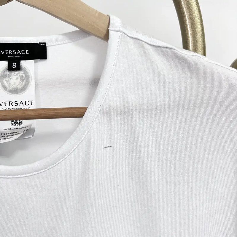 Versace Versace Summer White Cotton Blend T-Shirt 0089 Size US S / EU 44-46 / 1 - 3 Thumbnail
