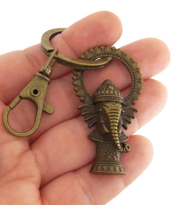 Rubber Keychain Elephant keychain, Bronze ganesha keychain, ganesha key