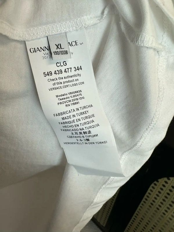 Versace Versace Men's White Cotton T-Shirt 0089 Size US XL / EU 56 / 4 - 5 Thumbnail
