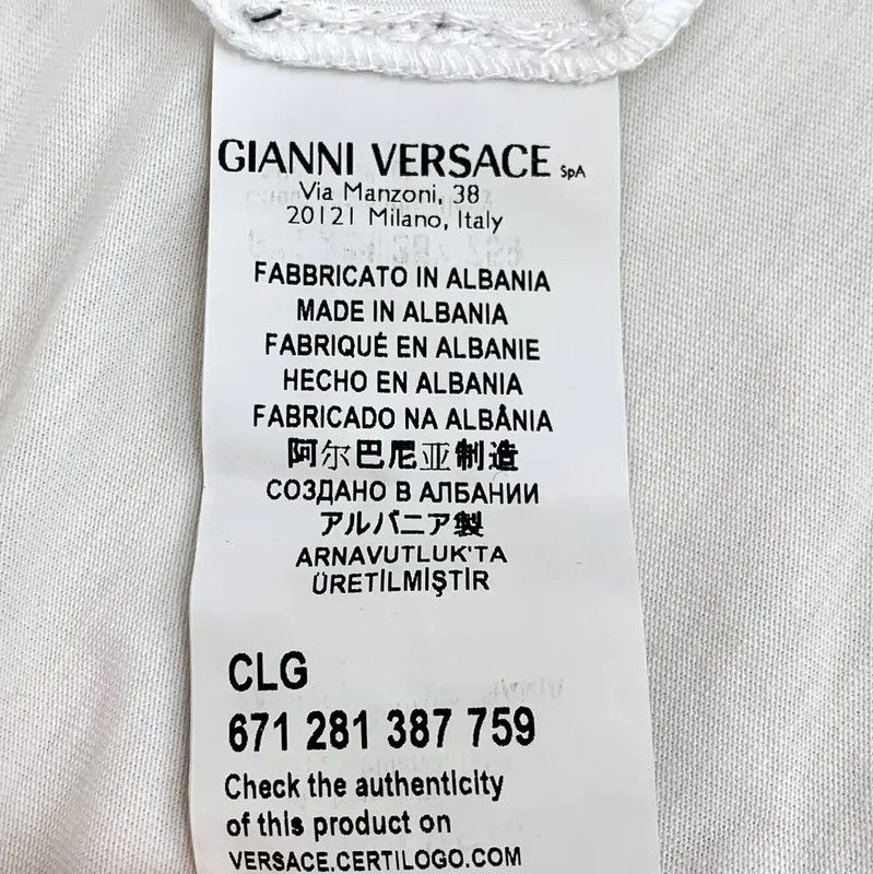 Versace Versace White Cotton Long Sleeve T-Shirt 0089 Size US S / EU 44-46 / 1 - 8 Thumbnail