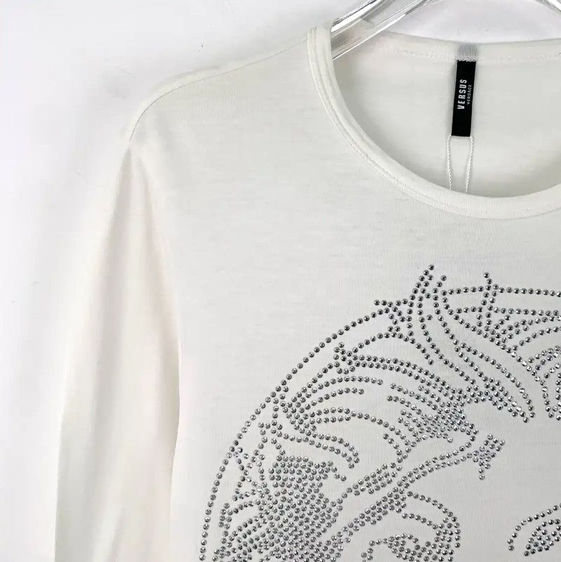 Versace Versace White Cotton Long Sleeve T-Shirt 0089 Size US S / EU 44-46 / 1 - 3 Thumbnail