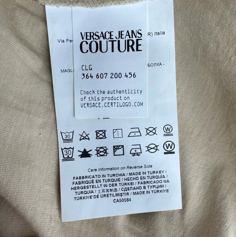 Versace Versace Beige Cotton Men's T-Shirt 0089 Size US L / EU 52-54 / 3 - 4 Thumbnail