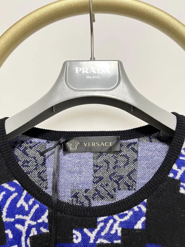 Versace Versace Blue Wool Long Sleeve Sweater 0089 Size US XL / EU 56 / 4 - 2 Thumbnail
