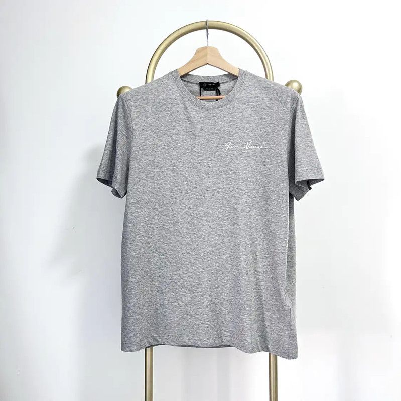 Versace Versace Gray Cotton Embroidered Short Sleeve T-Shirt 0089 Size US L / EU 52-54 / 3 - 2 Thumbnail