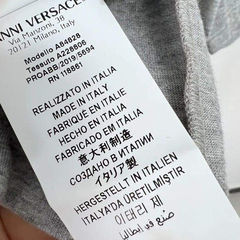 Versace Versace Gray Cotton Embroidered Short Sleeve T-Shirt 0089 Size US L / EU 52-54 / 3 - 8 Thumbnail