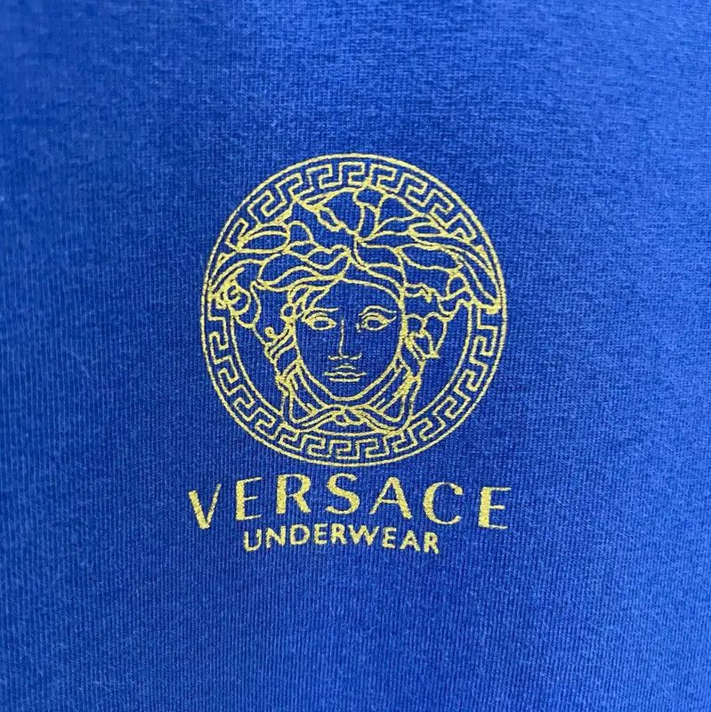 Versace Versace Blue Cotton Men's T-Shirt 0089 Size US S / EU 44-46 / 1 - 2 Thumbnail
