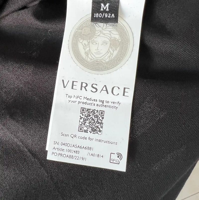 Versace Versace Black Cotton Embroidered Short Sleeve T-shirt 0089 Size US M / EU 48-50 / 2 - 3 Thumbnail