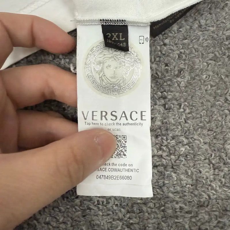 Versace Versace White Cotton Men's T-Shirt with Logo 0089 Size US XXL / EU 58 / 5 - 4 Thumbnail