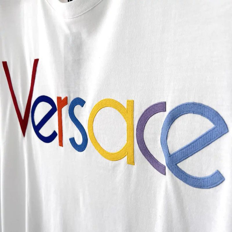 Versace Versace Summer Embroidered White Cotton T-Shirt 0089 Size US XL / EU 56 / 4 - 4 Thumbnail