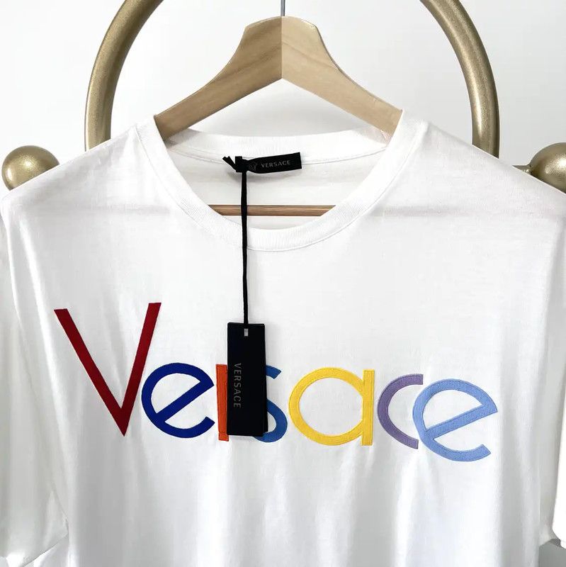 Versace Versace Summer Embroidered White Cotton T-Shirt 0089 Size US XL / EU 56 / 4 - 3 Thumbnail