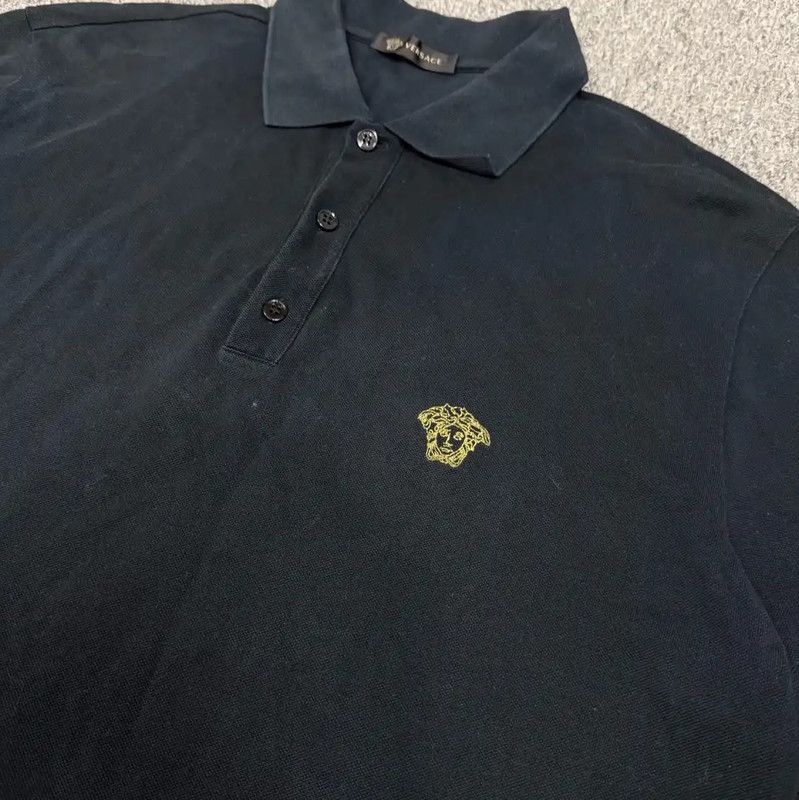 Versace Versace Black Cotton Polo for Men 0089 Size US L / EU 52-54 / 3 - 3 Thumbnail