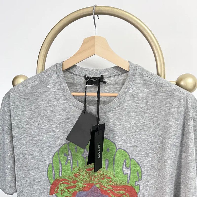 Versace Versace Gray Cotton Printed T-Shirt for Men 0089 Size US XXL / EU 58 / 5 - 3 Thumbnail