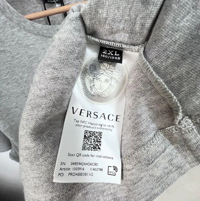 Versace Versace Gray Cotton Printed T-Shirt for Men 0089 Size US XXL / EU 58 / 5 - 7 Thumbnail