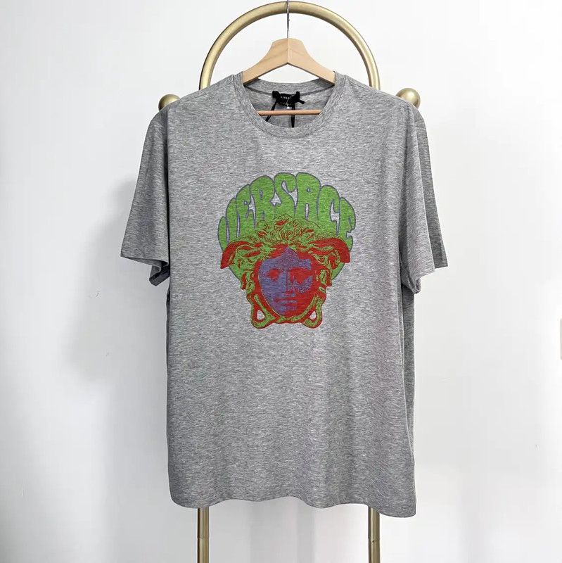 Versace Versace Gray Cotton Printed T-Shirt for Men 0089 Size US XXL / EU 58 / 5 - 2 Thumbnail