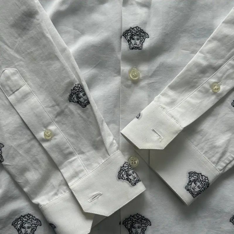 Versace Versace White Long Sleeve Embroidered Shirt 0089 Size US S / EU 44-46 / 1 - 3 Thumbnail