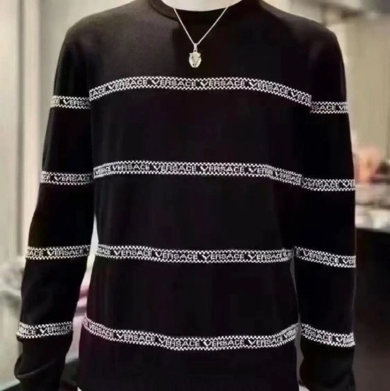 Versace Versace Black Cotton Long Sleeve Pullover Sweater 0089 Size US XXL / EU 58 / 5 - 8 Thumbnail