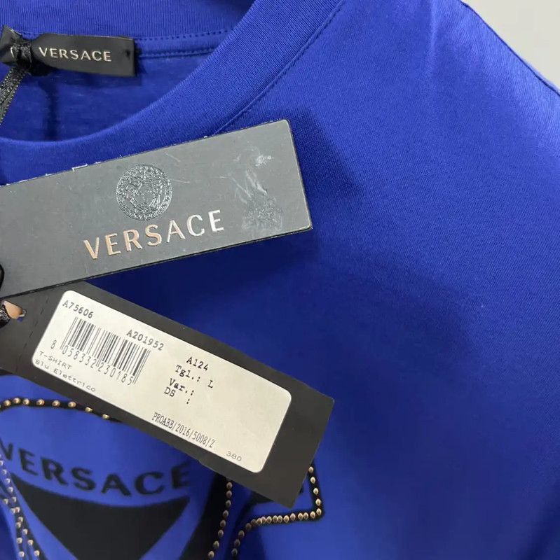 Versace Versace Summer Blue Cotton Men’s T-Shirt 0089 Size US L / EU 52-54 / 3 - 8 Thumbnail