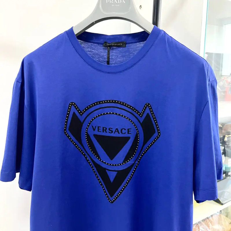 Versace Versace Summer Blue Cotton Men’s T-Shirt 0089 Size US L / EU 52-54 / 3 - 4 Thumbnail