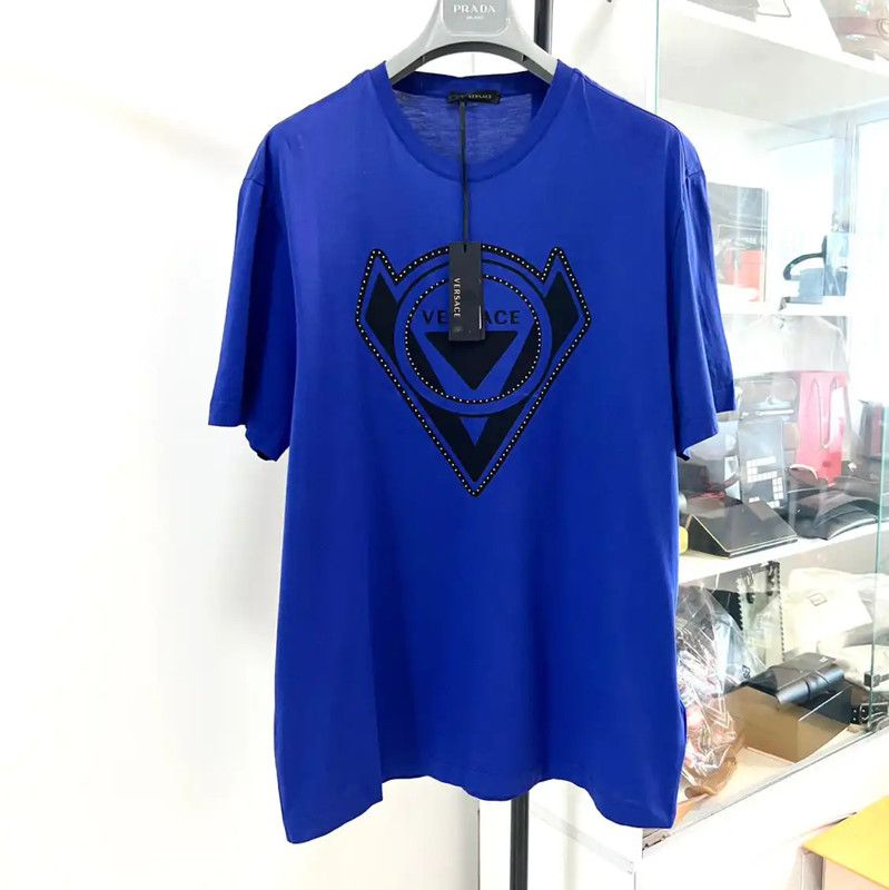 Versace Versace Summer Blue Cotton Men’s T-Shirt 0089 Size US L / EU 52-54 / 3 - 2 Thumbnail