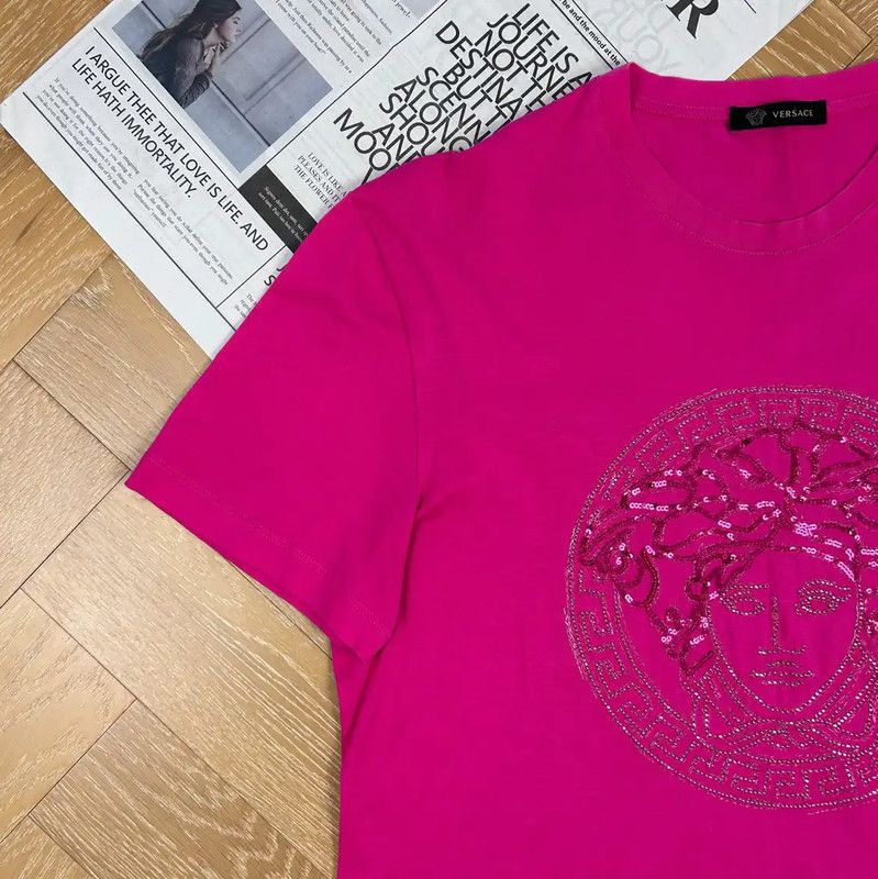 Versace Versace Pink Men's T-Shirt with Logo 0089 Size US L / EU 52-54 / 3 - 6 Thumbnail