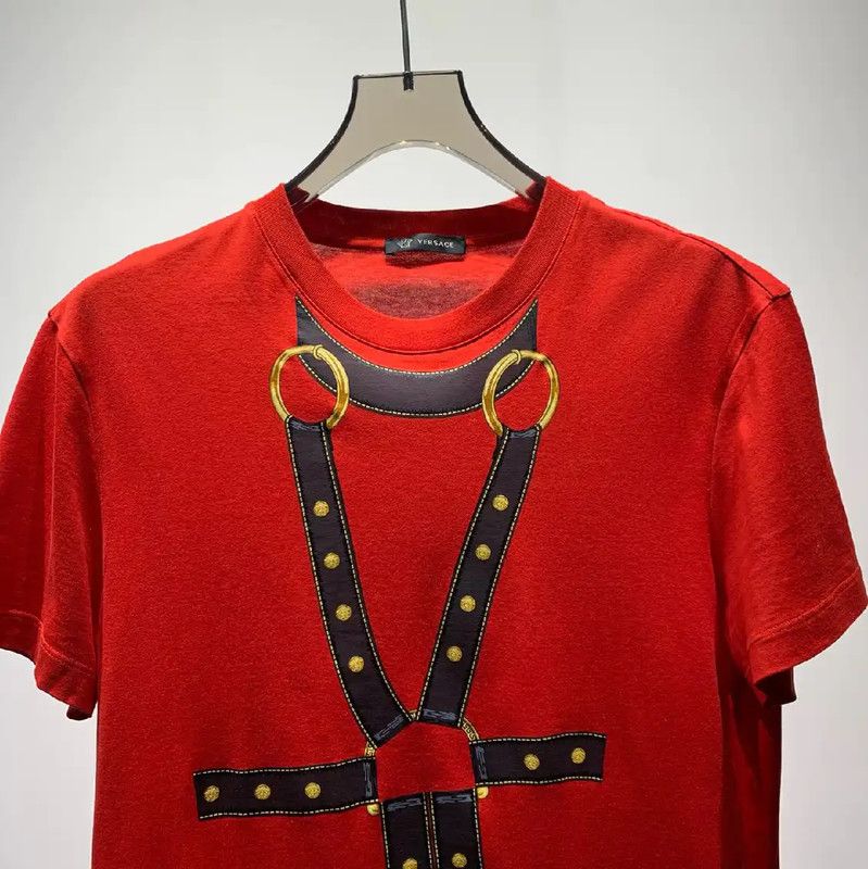Versace Versace Red Cotton Men's T-Shirt 0089 Size US M / EU 48-50 / 2 - 3 Thumbnail