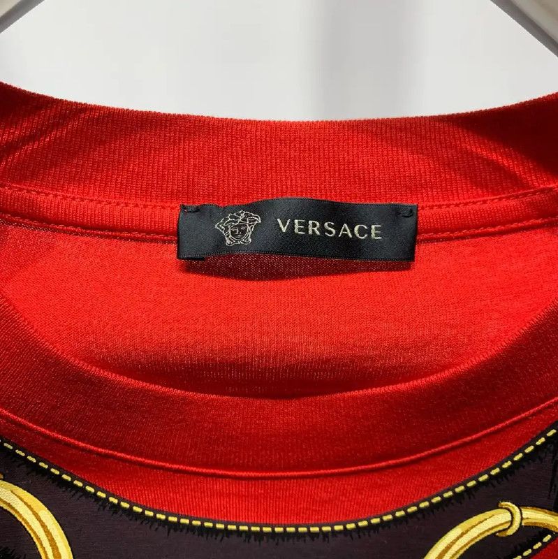 Versace Versace Red Cotton Men's T-Shirt 0089 Size US M / EU 48-50 / 2 - 2 Thumbnail